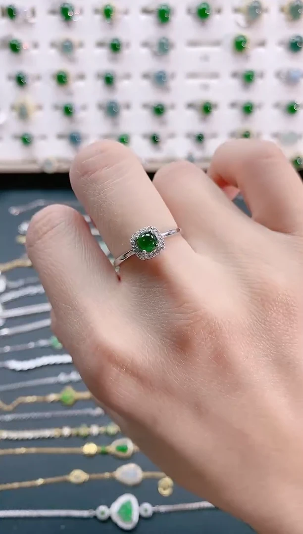 【闪购商品】翡翠戒指银S925镶嵌天然翡翠