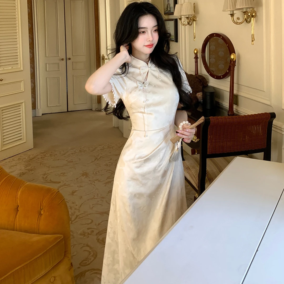 高级感新中式国风连衣裙女夏季新款气质显瘦时尚旗袍长裙