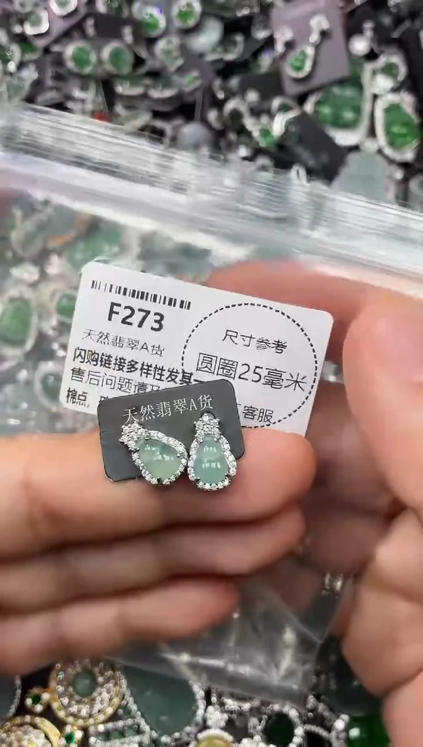 翡翠未镶嵌颈饰F273耳钉