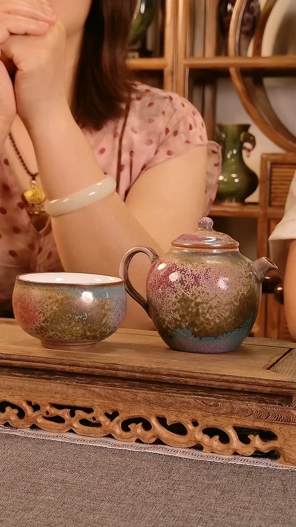 手把壶炭烧 土魂钧瓷