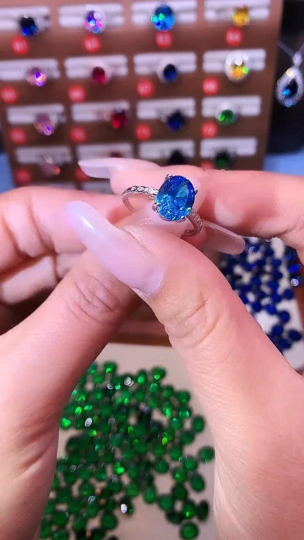 银S925镶嵌戒圈海蓝宝石.......