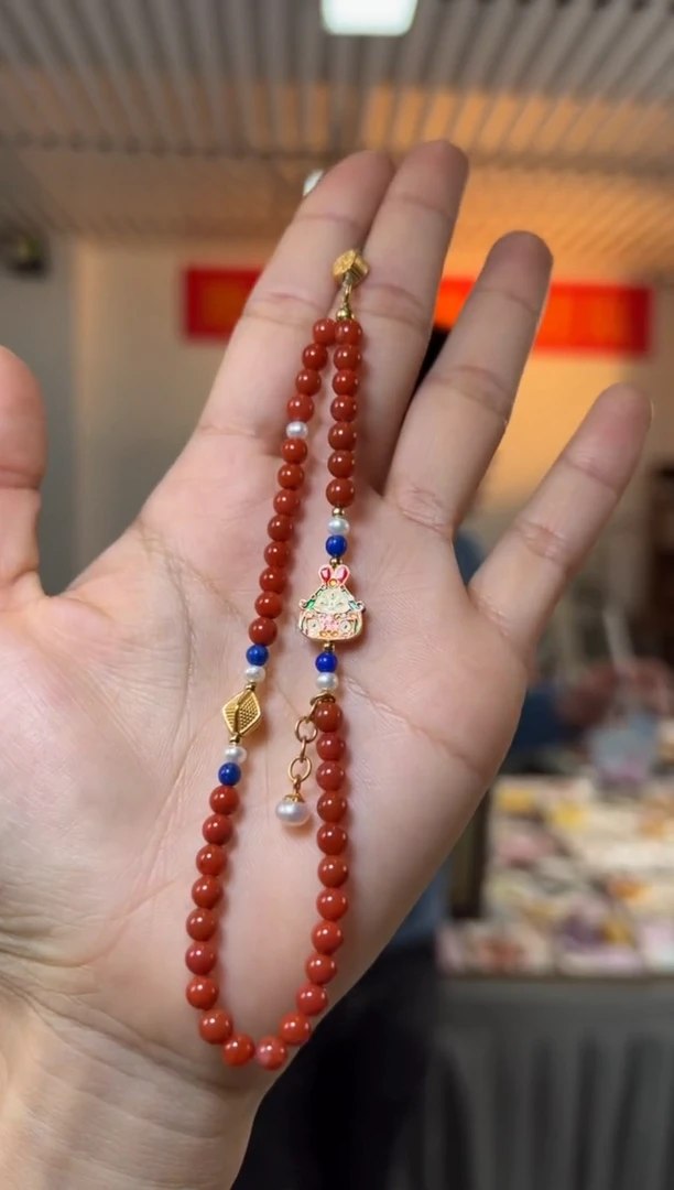 【闪购商品】南红玛瑙挂件银S925镶嵌约4.5mm瓦西料南红圆珠DIY挂件