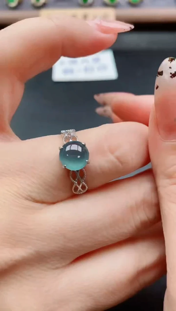 银S925镶嵌戒指翡翠1