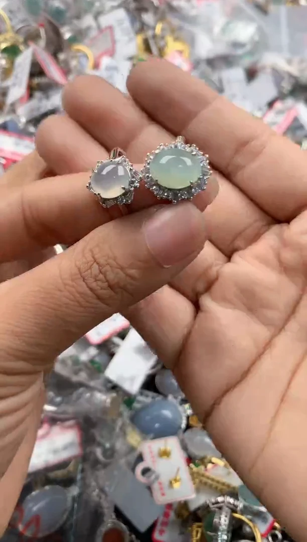 银S925镶嵌戒指翡翠10                10