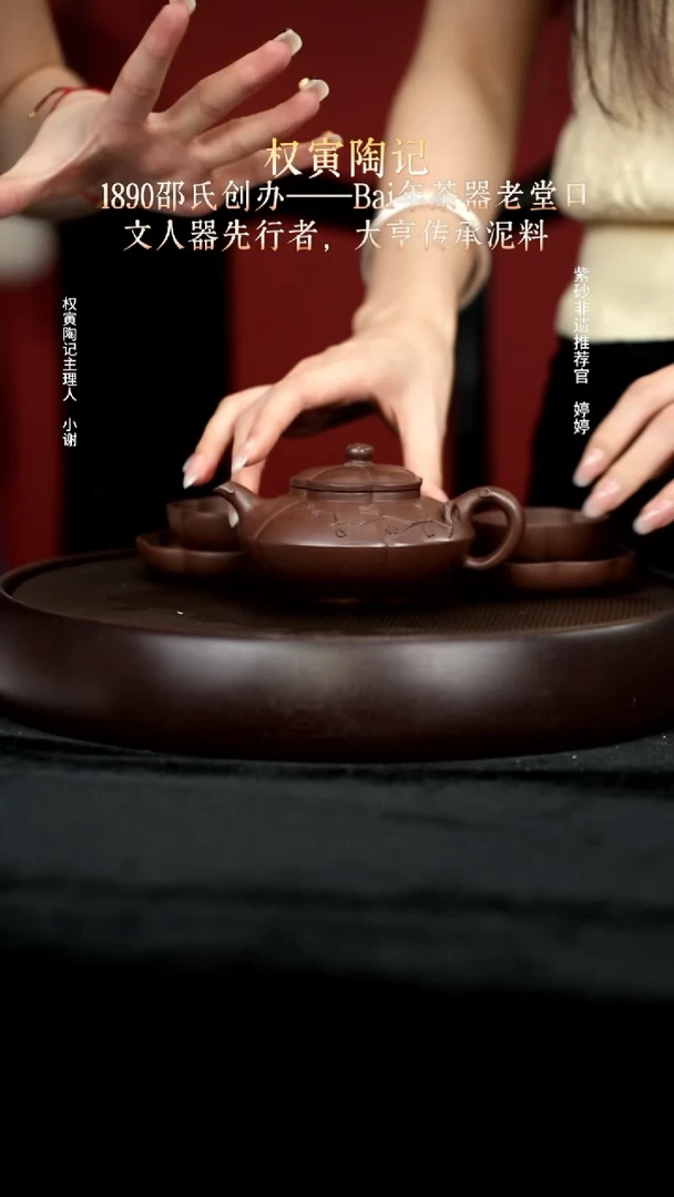 茶壶紫砂55紫泥筋纹套组200cc
