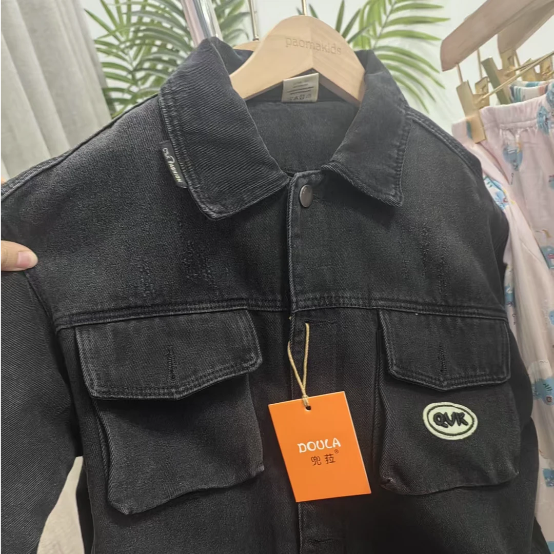 现货  2025冬季加绒儿童新款女童牛仔外套8309