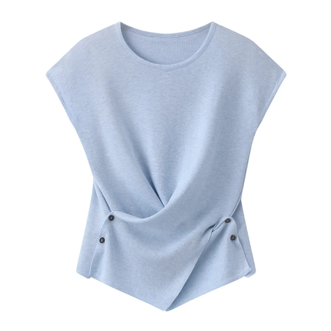 2025夏季网红爆款遮肉显瘦百搭气质休闲洋气时尚不规则短袖T恤