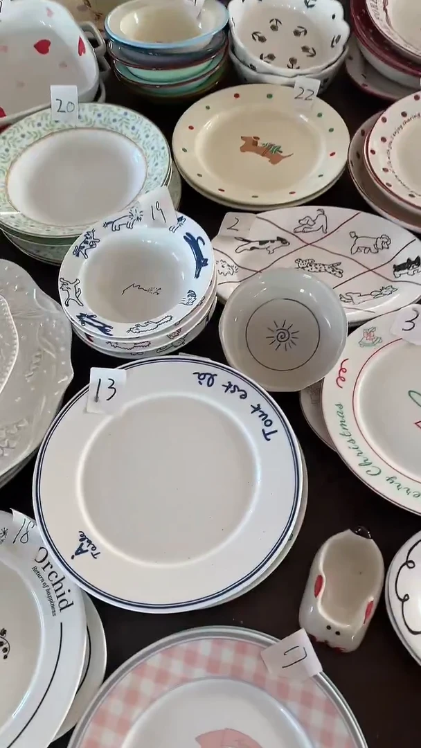 瓷疯*微瑕蓝猫碗+蓝色新款描边盘+太阳碟