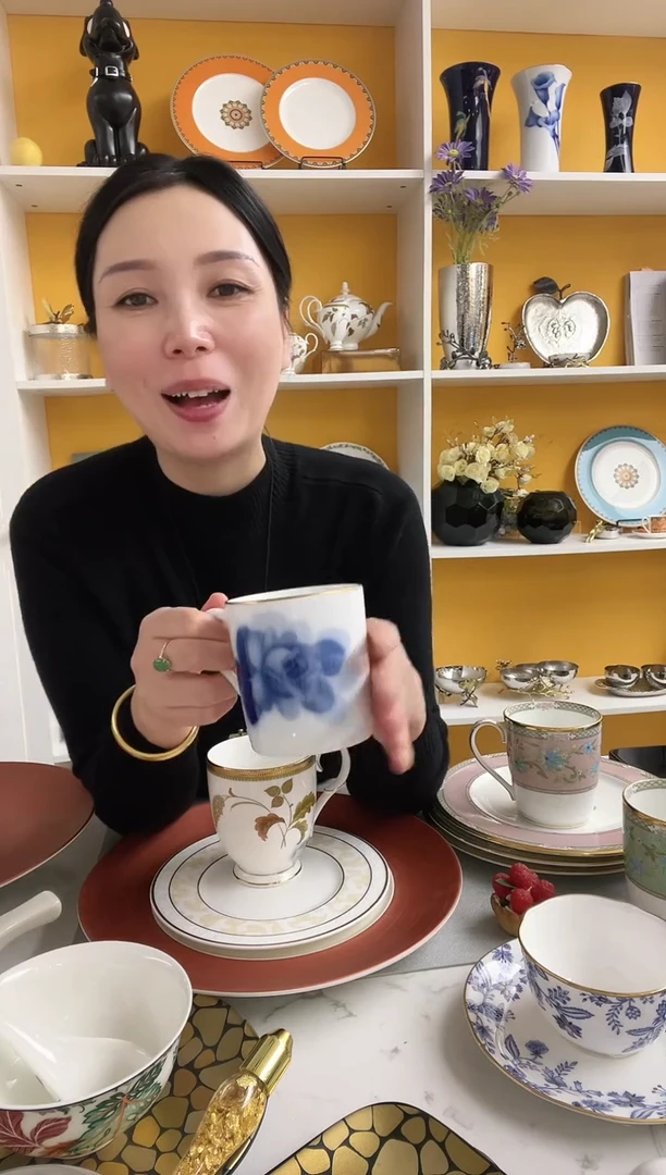 大仓陶园 蓝玫瑰水杯 马克杯