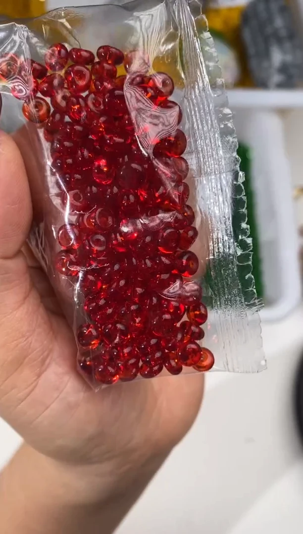 玻璃2134卡6算盘珠300颗大红色