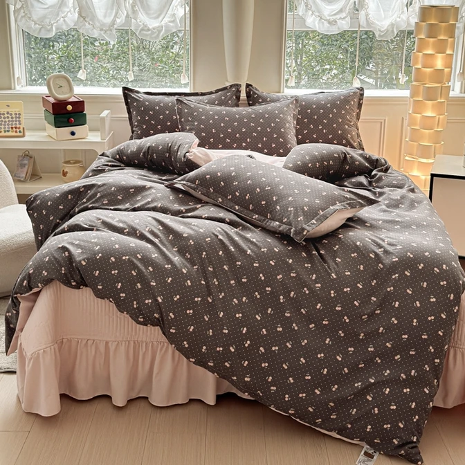 本与月有氧针织棉床盖四件套法式复古风夹棉床盖不跑床免打理床品