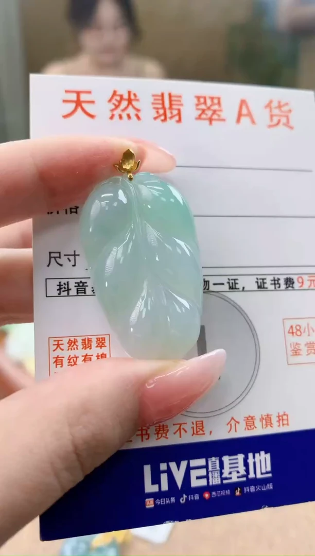 颈饰18K金镶嵌翡翠天然A货翡翠挂件