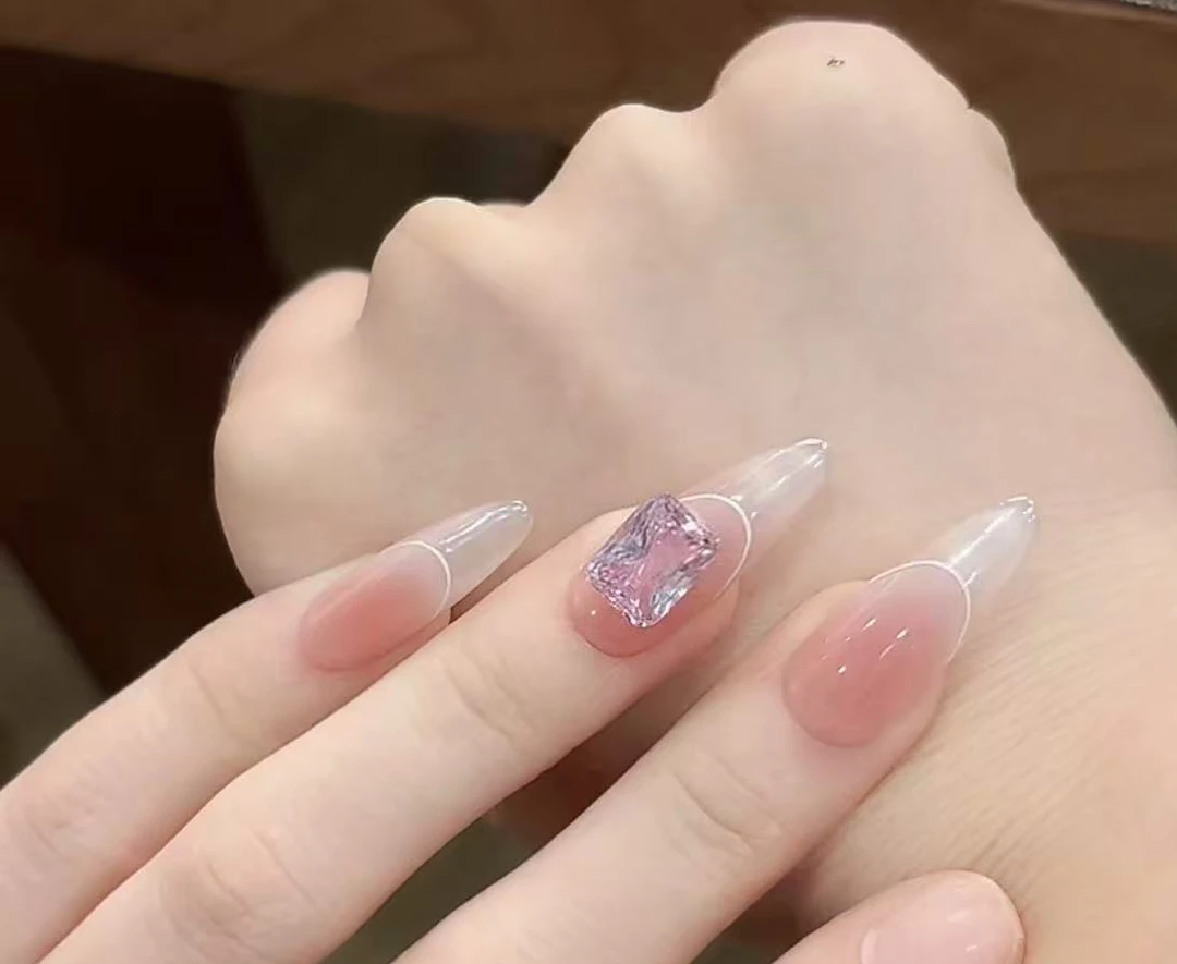 MAOMAO蜜桃粉纯手工穿戴甲