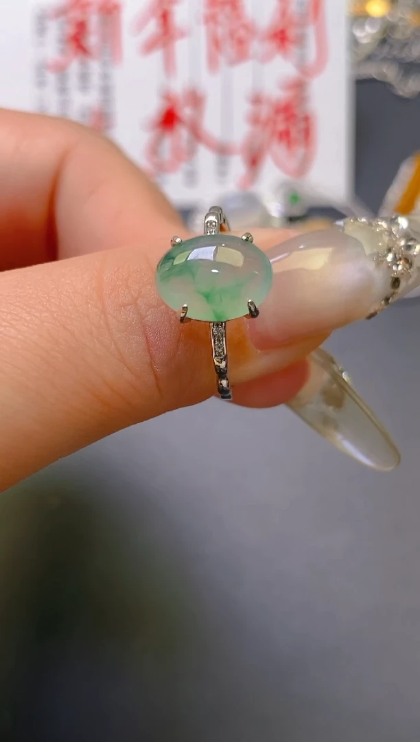 【闪购商品】翡翠耳饰银S925镶嵌天然A货翡翠1