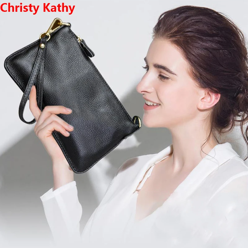 ChristyKathy女包钱包2025真皮手拎手抓包软皮小斜挎包女款女士