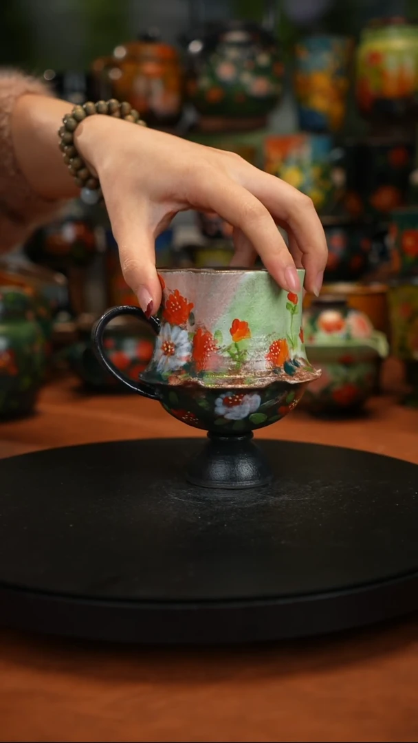 紫砂油画釉下彩手绘