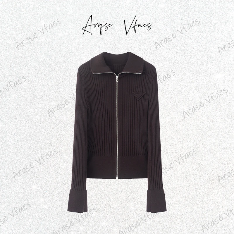 [ARQSEVFAES正品]—2025秋季新款翻领针织开衫带拉链外套AR803115