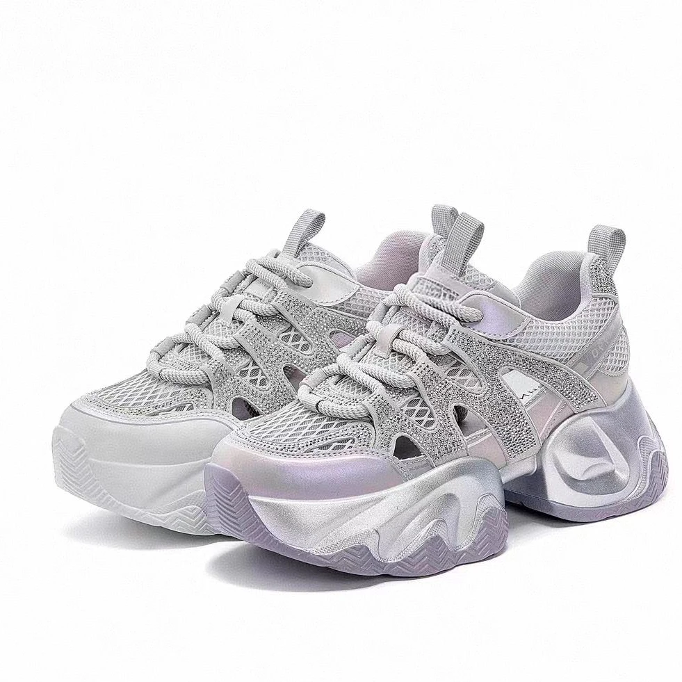 韩版小蛮腰厚底阿甘鞋女2025夏季单网透气百搭休闲运动鞋老爹