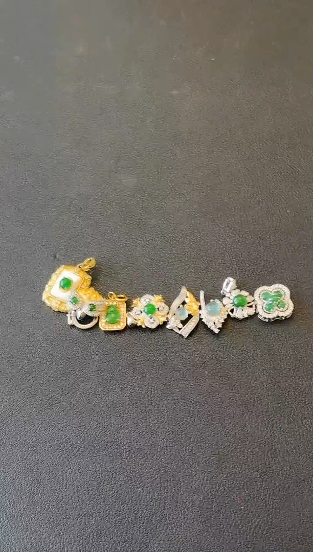 翡翠银S925镶嵌吊坠(不含链)多样性发其一没有鉴赏期