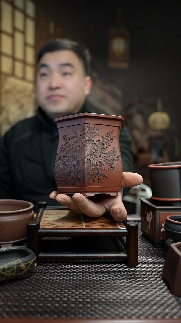 紫砂花盆巴*文長木軒精品紫砂