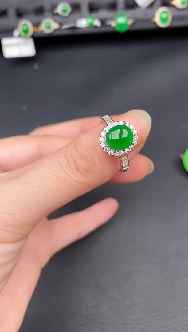 银S925镶嵌戒指翡翠天然a货翡翠40