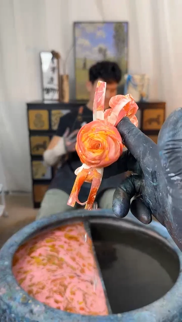 544玫瑰发圈金粉