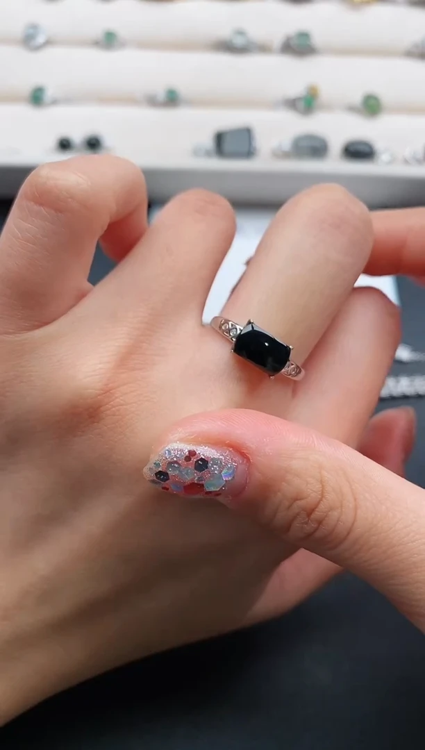 银S925镶嵌戒指翡翠7777777+7