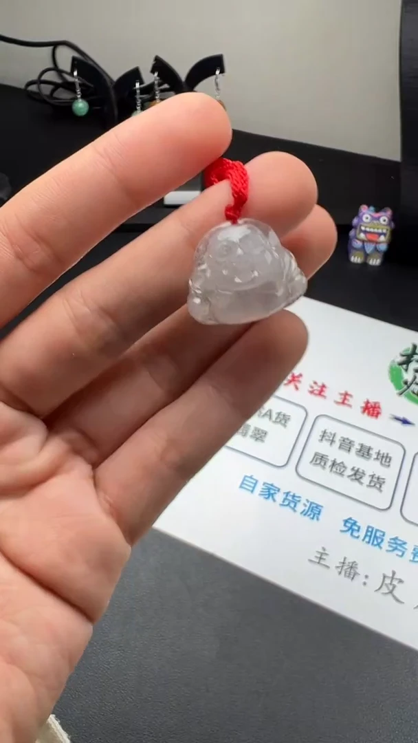 吊坠(不含链)银S925镶嵌翡翠天然缅甸A货翡翠 冰种 弥勒佛