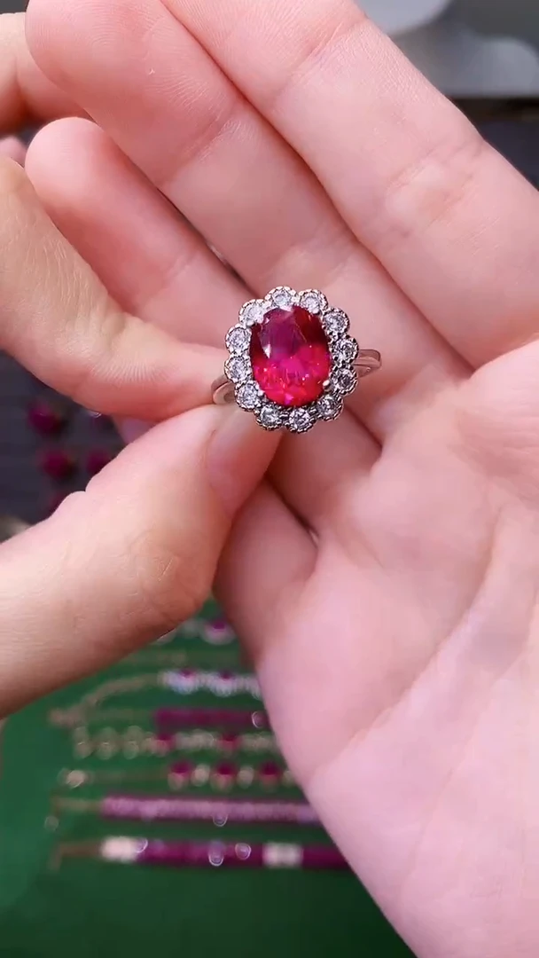 银S925镶嵌戒指红宝石169