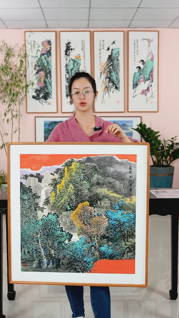 国画张现军《晨曦》手绘含框82*82厘米