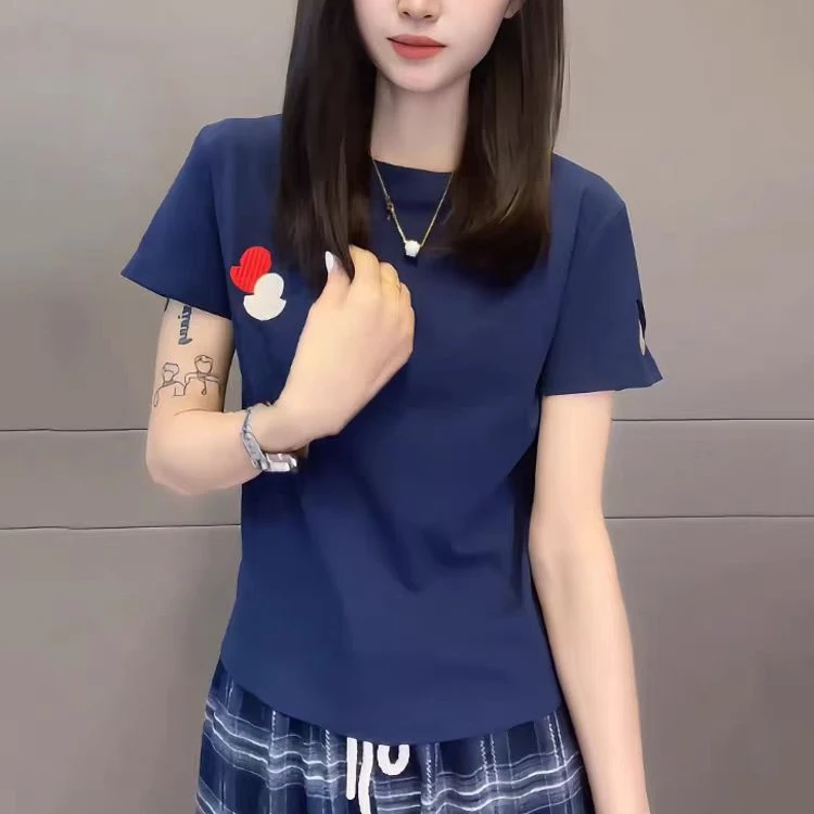 字母刺绣简约时尚百搭短袖（020）