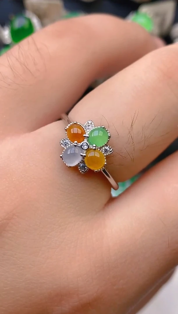 翡翠银S925镶嵌耳饰天然