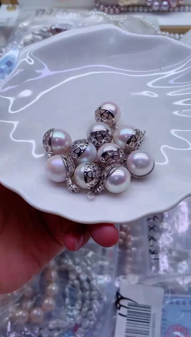 淡水珍珠银S925镶嵌吊坠(不含链)多样性发其一，非无暇