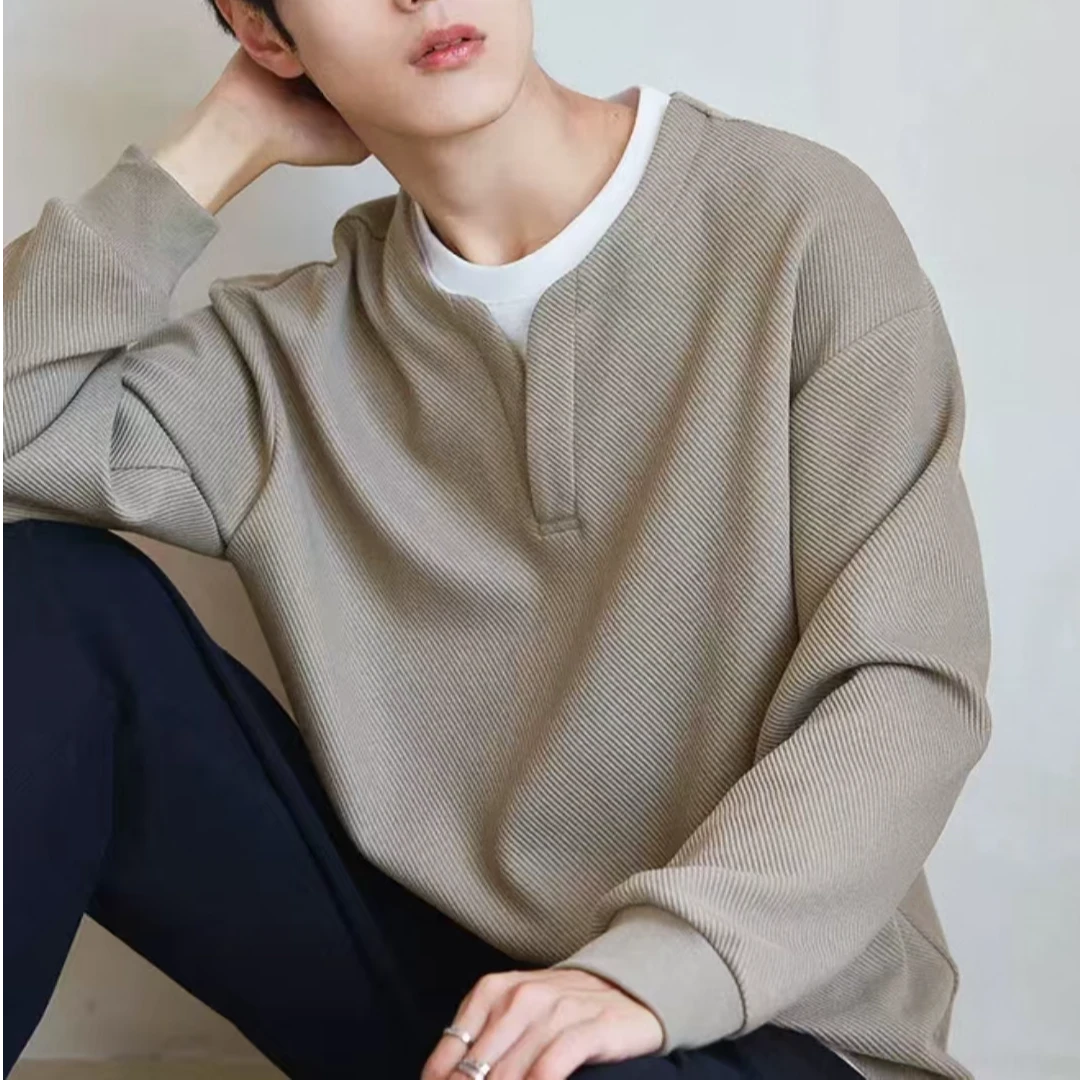 300斤卫衣男大码宽松长袖春秋T恤男士美式套头男生男款t恤圆领ins