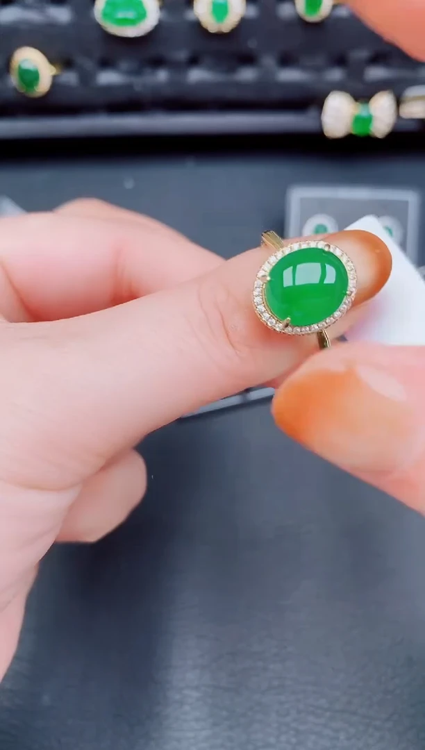 【闪购商品】翡翠戒指银S925镶嵌天然a货翡翠390