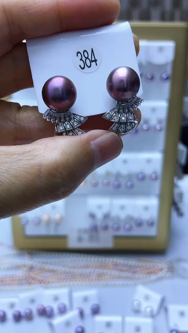银S925镶嵌耳饰淡水珍珠384