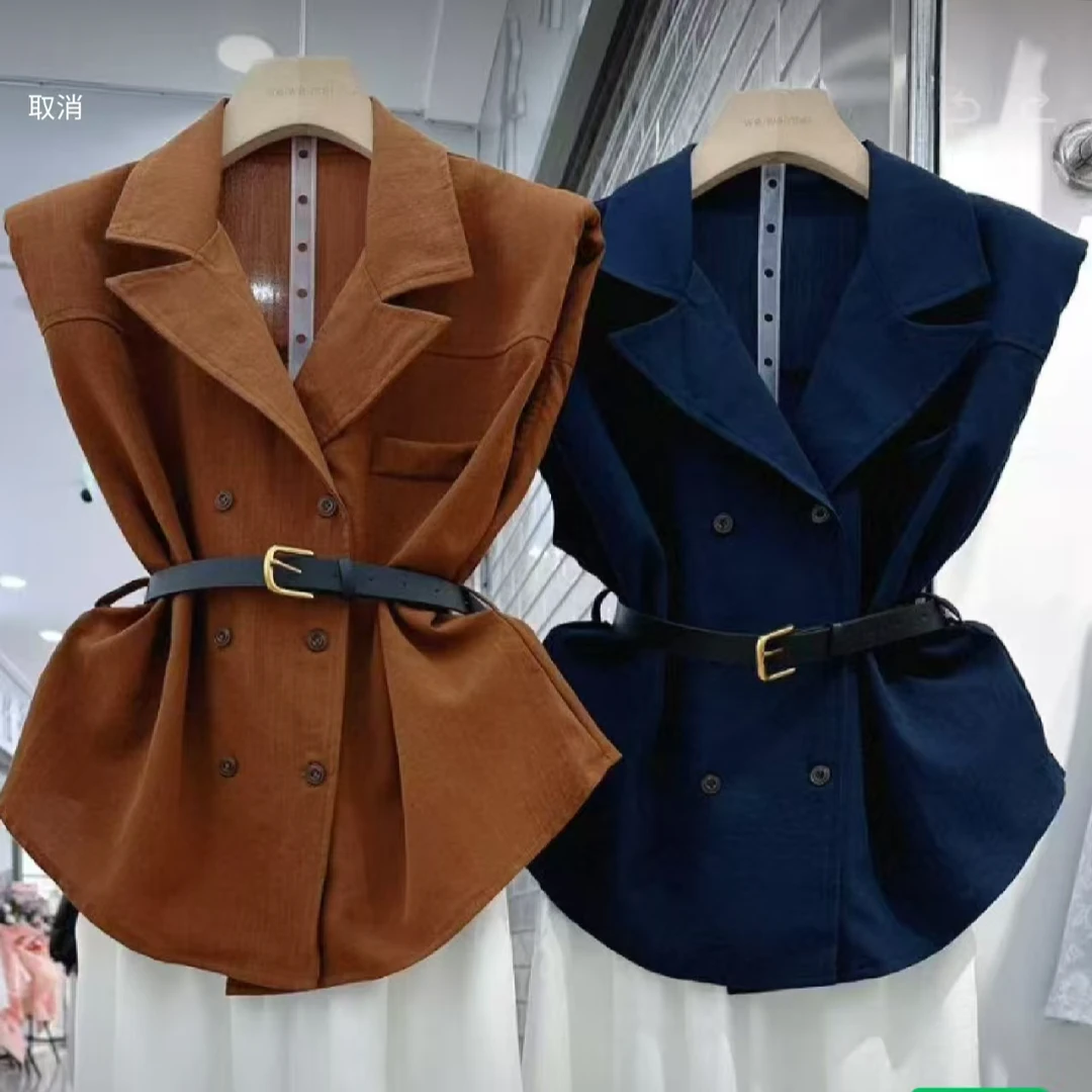 【锦衣服饰】XYJ 1101欧货气质马甲衬衫阔腿裤套装