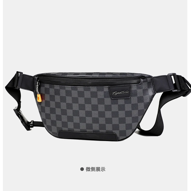 新款男士腰包休闲单肩斜挎包欧美个性时尚印花潮流胸包百搭肩包
