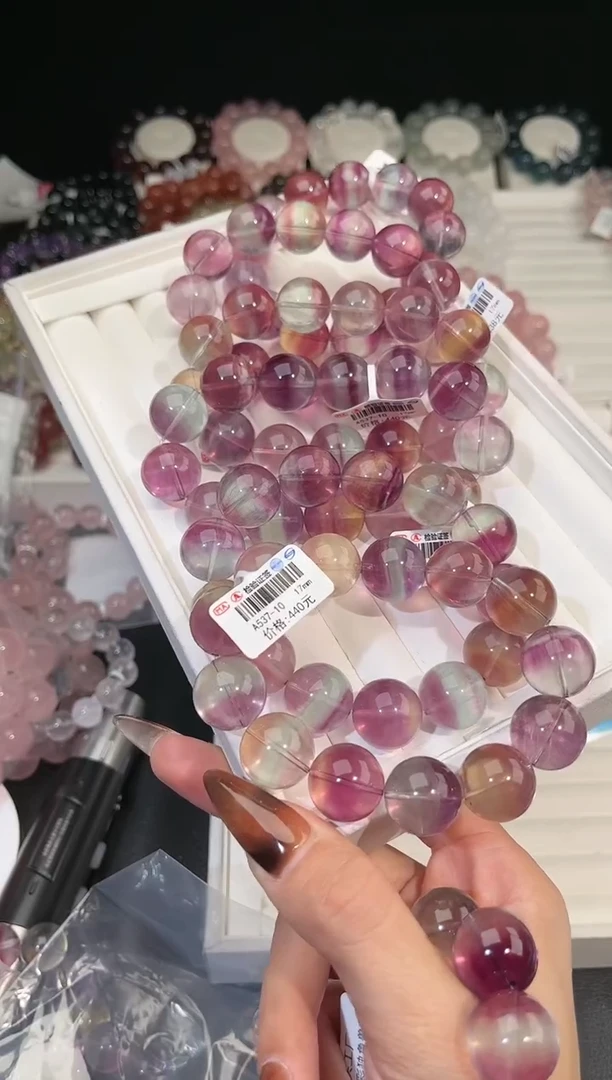 【闪购商品】萤石手链未镶嵌多样性发一七彩萤石17mm