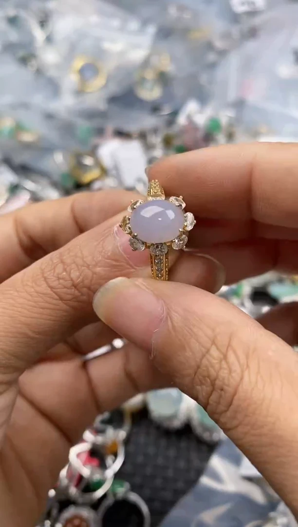 银S925镶嵌戒指翡翠1010---2