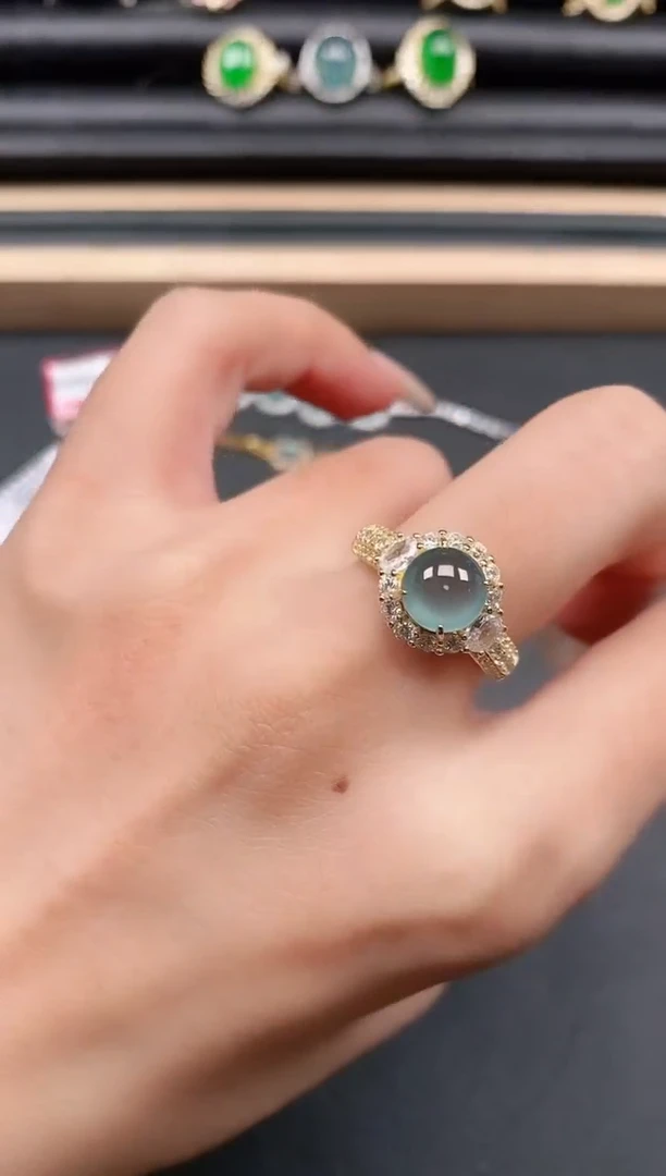 翡翠戒指银S925镶嵌111111