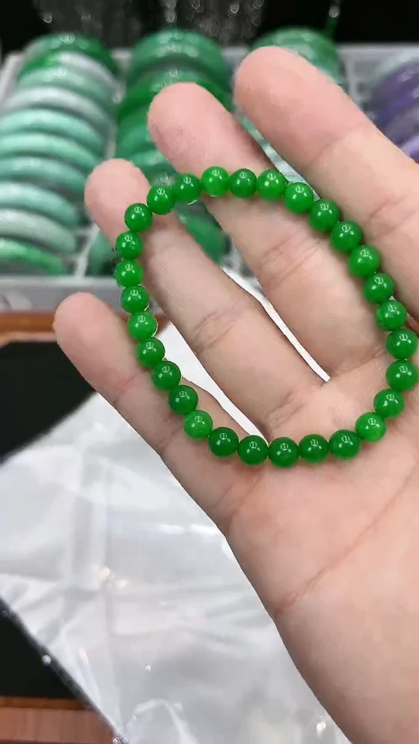 【闪购商品】翡翠手链未镶嵌s48 正阳绿小米珠手串