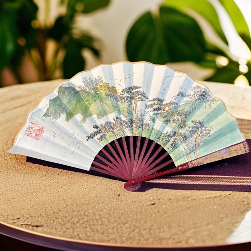 【手绘秘彩描金】翠嶂云阁 ——高金月——扇面