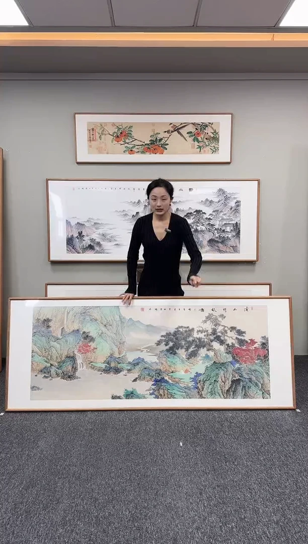 国画溪山行旅图210*80