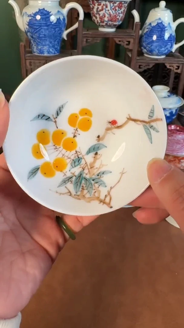 杯子陶景德镇手工手绘柴窑茶具U213