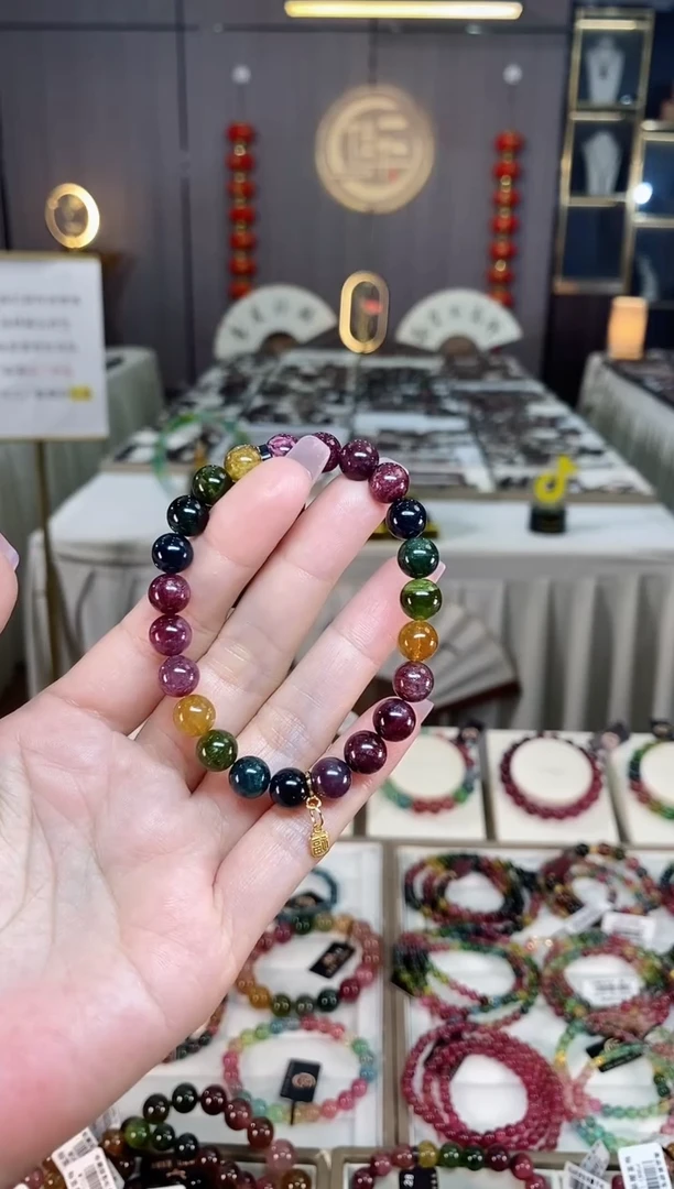 未镶嵌老矿碧玺彩虹单圈手串8mm+碧玺hon多样性发一条