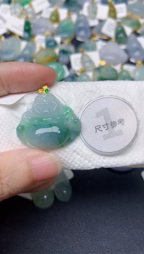 颈饰18K金镶嵌翡翠天然缅甸A货翡翠
