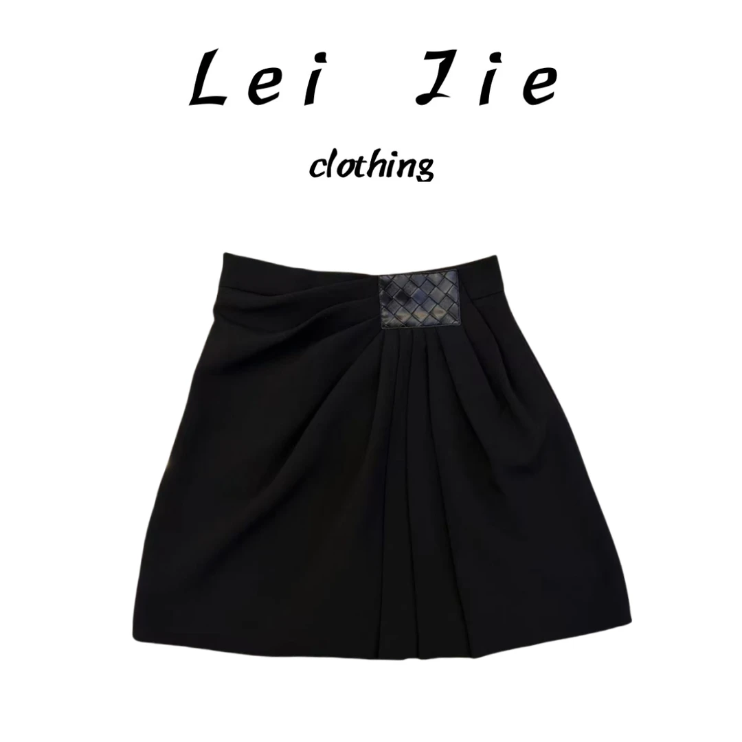 【Lei Jie】编织装饰垂褶设计款短裙2167