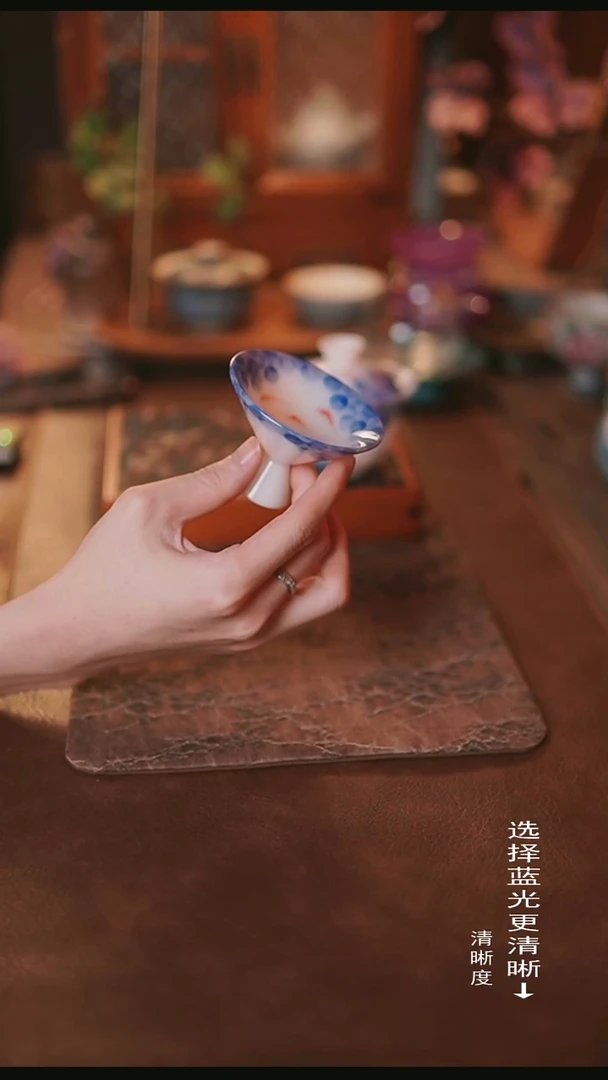 冰种璞玉年年有鱼高脚杯