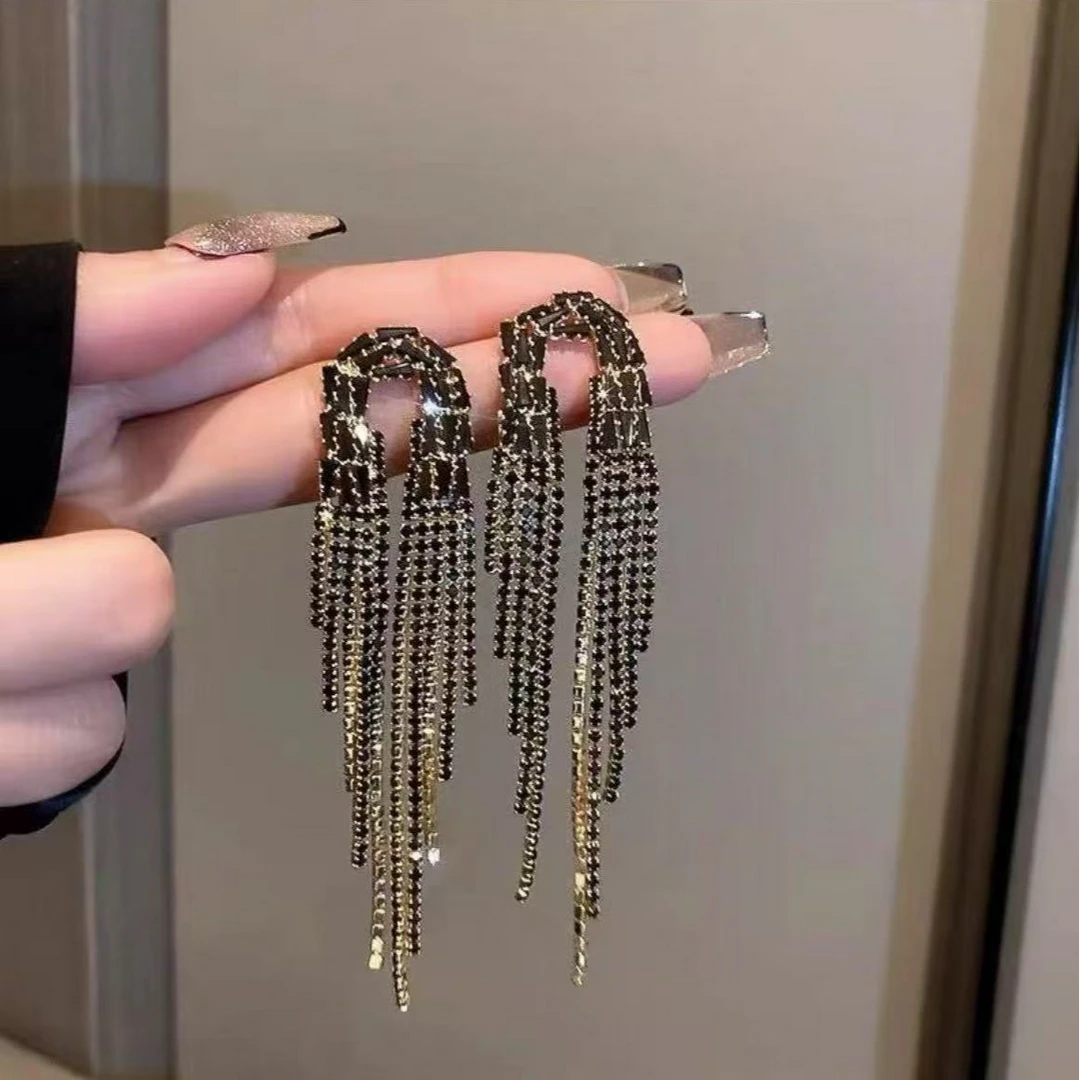 铜合金耳饰 气质轻奢时尚百搭长款小众简约个性冷淡风耳环-5411